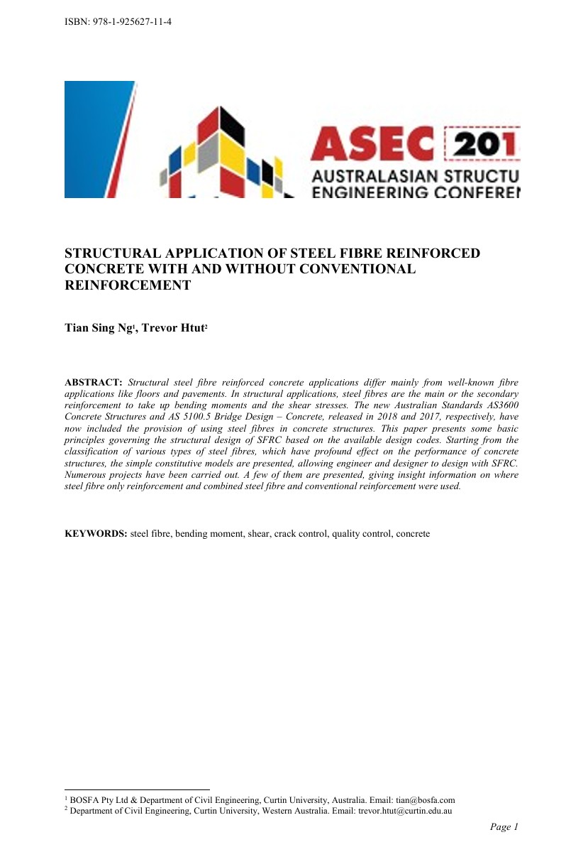 STRUCTURAL APPLICATION OF STEEL FIBRE REINFORCED CONCRETE -ASEC - Bosfa